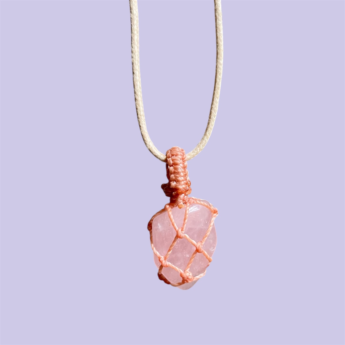 Rose Quartz Macrame Necklace