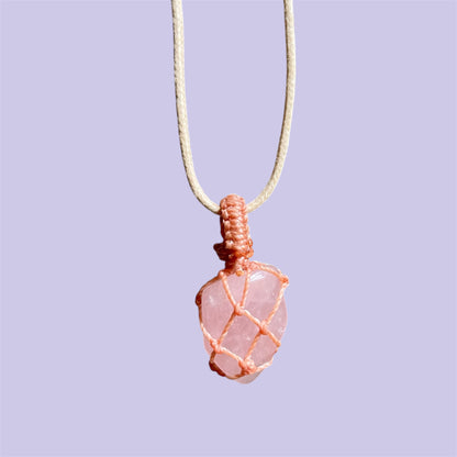 Rose Quartz Macrame Necklace