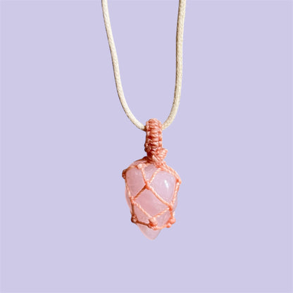 Rose Quartz Macrame Necklace