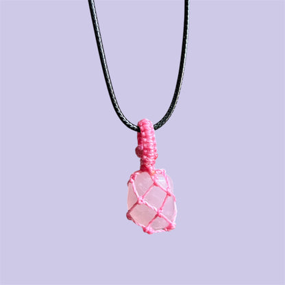 Rose Quartz Macrame Necklace