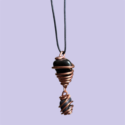 Black Obsidian & Shungite Double Copper Necklace