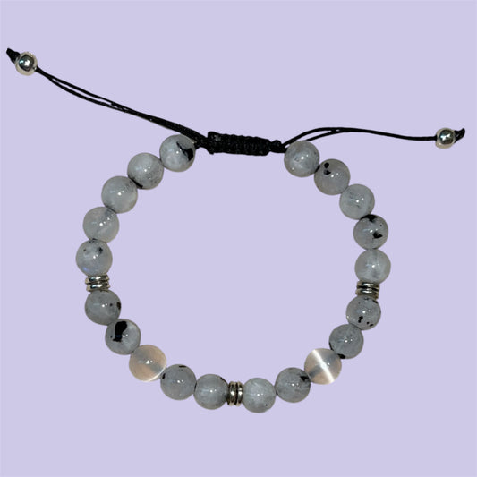 Moonstone Selenite Adjustable Bracelet