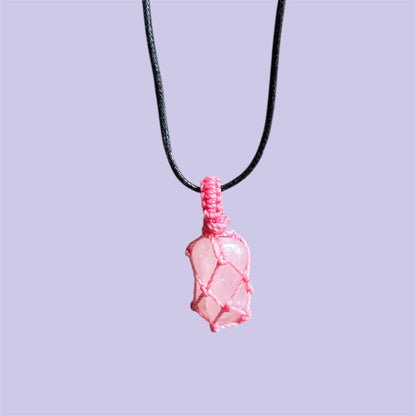 Rose Quartz Macrame Necklace