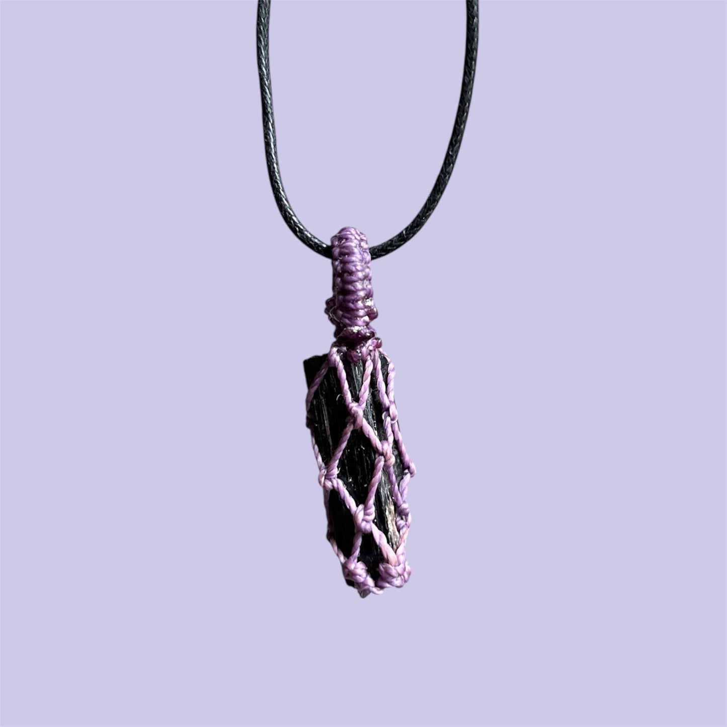 Black Tourmaline Macrame Necklace
