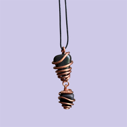 Black Obsidian & Shungite Double Copper Necklace