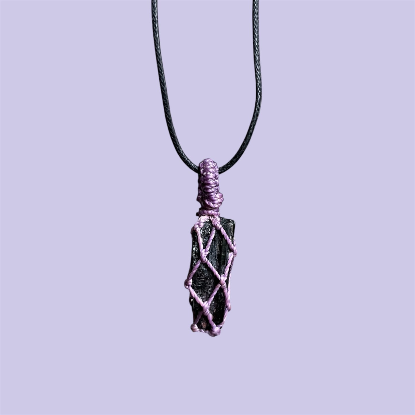 Black Tourmaline Macrame Necklace