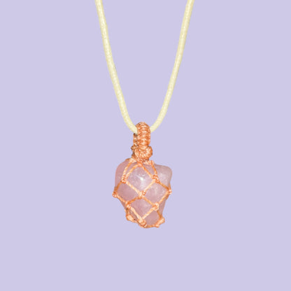 Rose Quartz Macrame Necklace