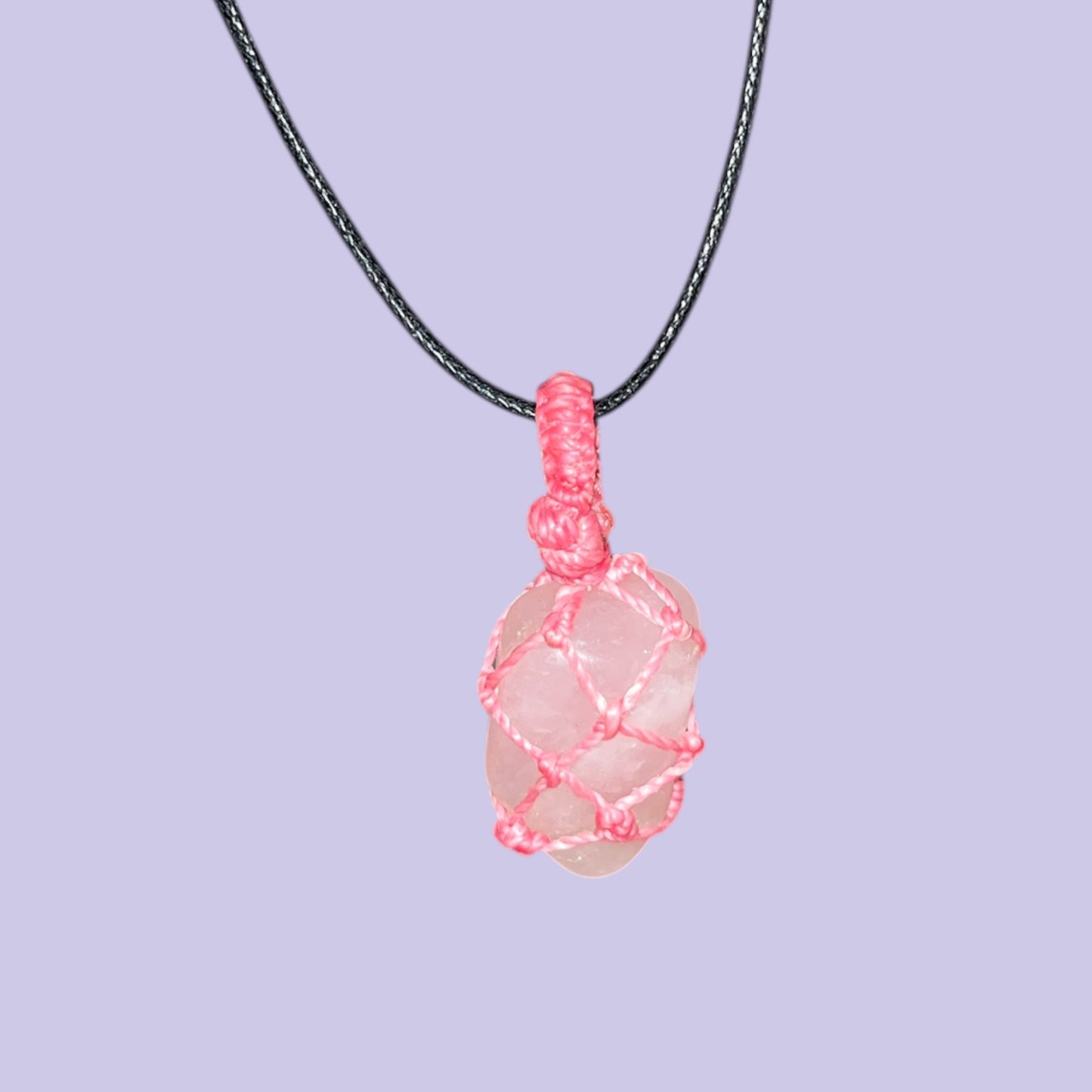 Rose Quartz Macrame Necklace