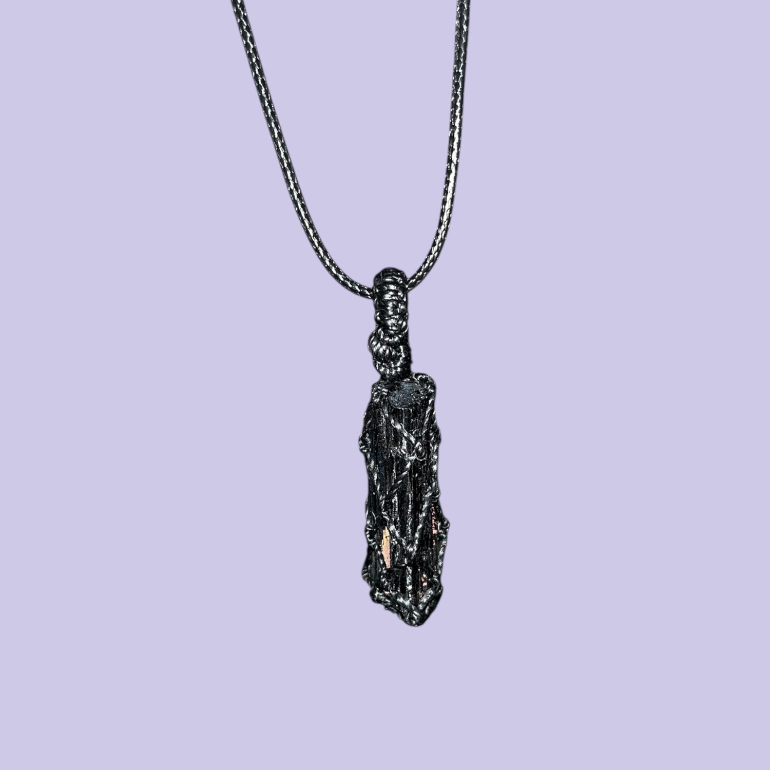 Black Touramline Macrame Necklace