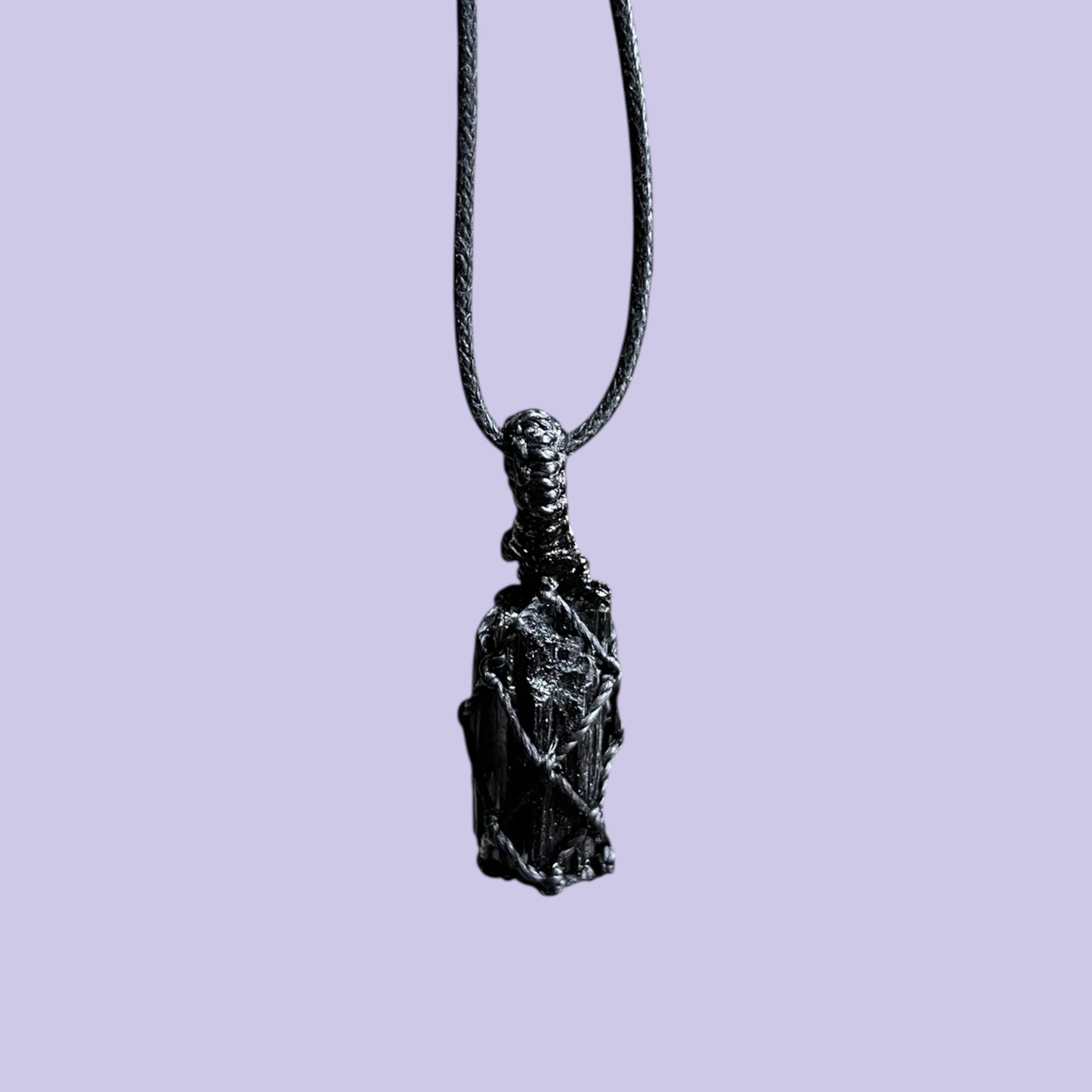 Black Touramline Macrame Necklace